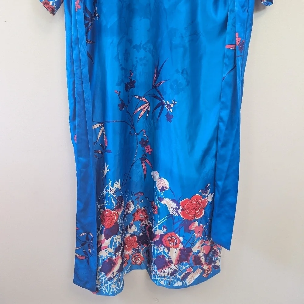 Natori Nadja Satin Floral Kimono Long Robe - Picture 12 of 12